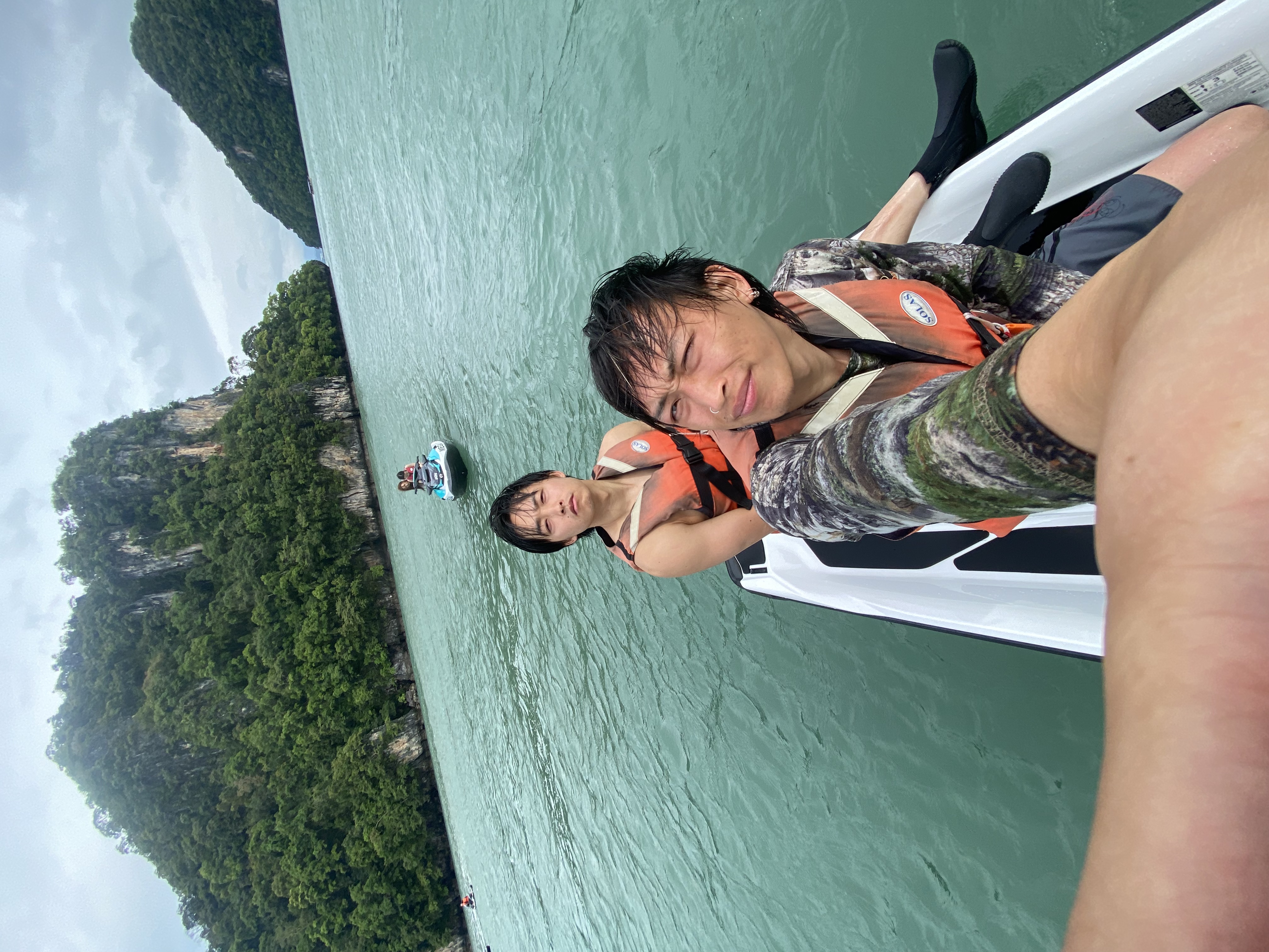 Kaiwen on the water during an outdoor adventure.