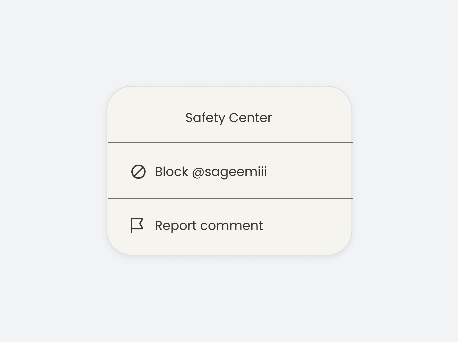 Blocking and reporting concept