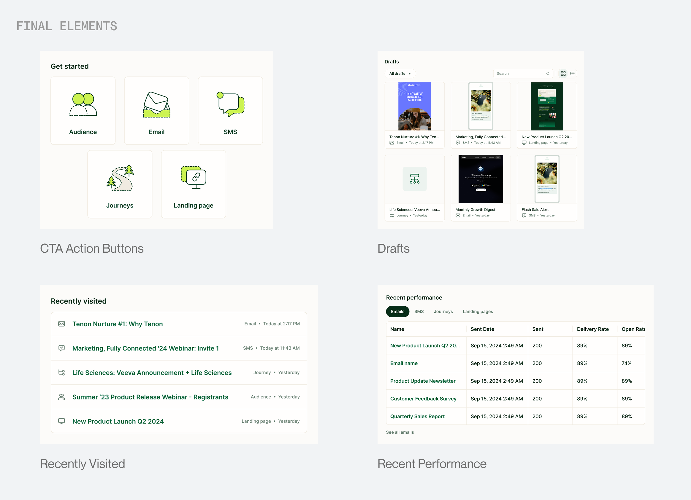 Final homepage elements exploration