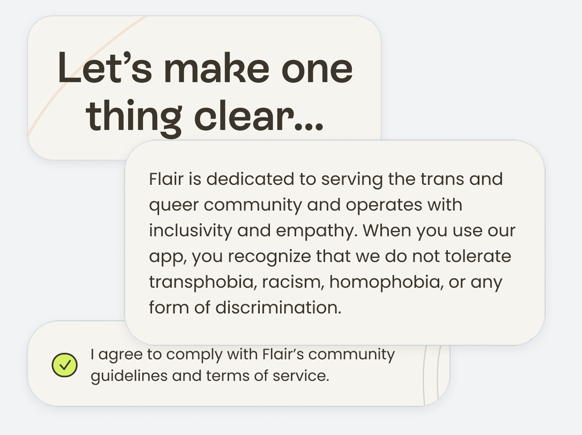 User agreement during onboarding concept